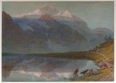 Berglandschap - Jungfrau (aquarel) door William Collingwood