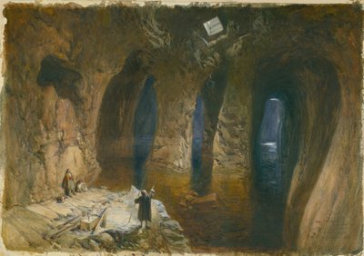 Bahr el Khabeer of de Grote Zee, uit de rots gehouwen waterreservoir onder de locatie van de Tempel van Salomo, 1870 door William Crimea Simpson