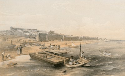 Fort Yenikale met uitzicht op de Zee van Azov door William Crimea Simpson