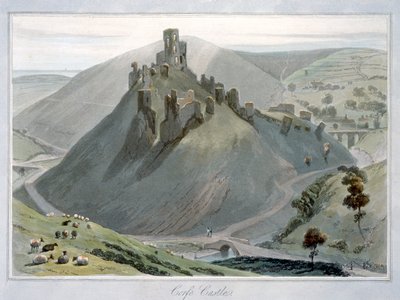 Corfe Kasteel, Dorset, 1823 door William Daniell