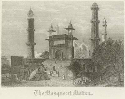 De moskee in Muttra door William Daniell