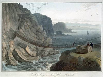 De touwbrug bij de vuurtoren, Holyhead, Anglesey, Wales door William Daniell