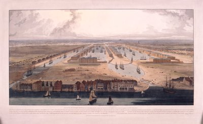 West India Docks, Poplar, Londen, 1802 door William Daniell
