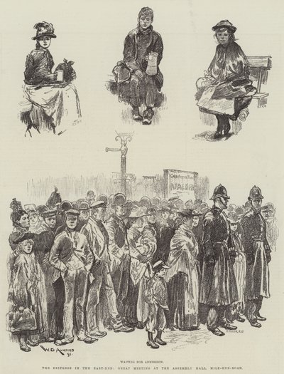 De Nood in het Oost-Einde, Grote Bijeenkomst in de Assembly Hall, Mile-End-Road door William Douglas Almond
