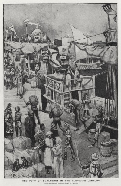De haven van Byzantium in de elfde eeuw door William Edward (after) Wigfull
