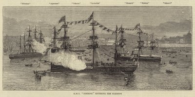 HMY Osborne vaart de haven binnen door William Edward Atkins