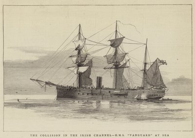 De Botsing in het Ierse Kanaal, HMS Vanguard op Zee door William Edward Atkins
