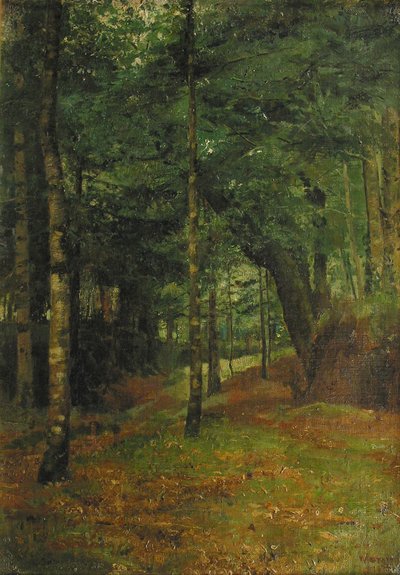 Studie van zonlicht door de bomen, Concarneau door William Edward Stott