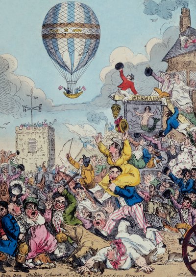 De opstijging van Mr. Sadler vanuit Hackney, 1811 door William Elmes