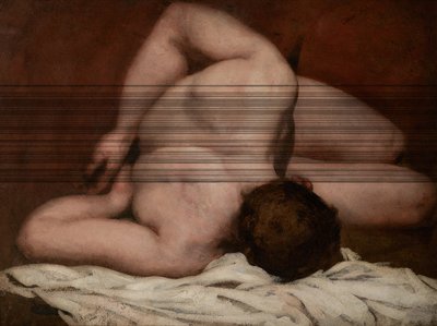 Mannelijk naakt (olieverf op doek) door William Etty