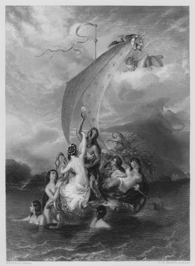 Jeugd en Plezier, uit het schilderij in de Vernon Gallery (gravure) door William Etty