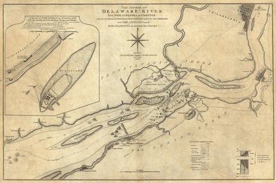 Loop van de Delaware-rivier van Philadelphia naar Chester door William Faden