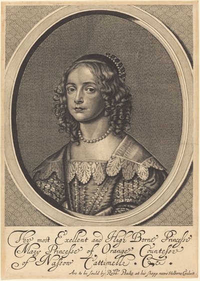 Mary, Prinses van Oranje door William Faithorne after Sir Anthony van Dyck
