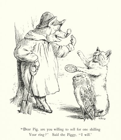 De uil en de poes (gravure) door William Foster