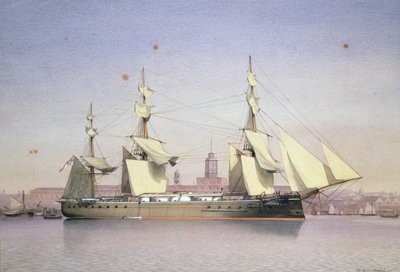 H.M.S. Monarch in Plymouth door William Frederick Mitchell