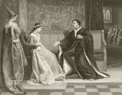 Het hofmaken van koning Hendrik V door William Frederick Yeames