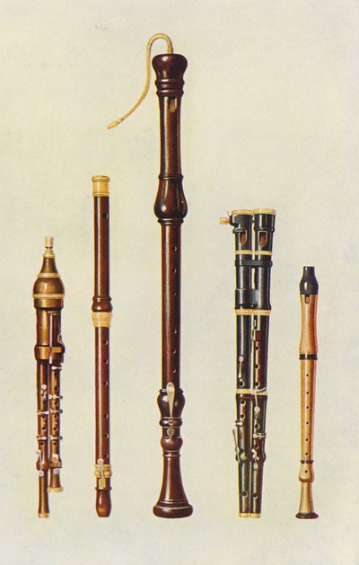 Muziekinstrumenten: Twee dubbele flageoletten, een Duitse fluit en twee fluiten door William Gibb