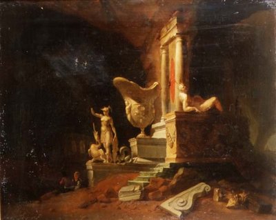 Capriccio van ruïnes en beelden door William Gowe Ferguson