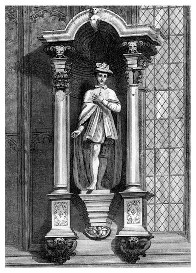 Het standbeeld van Edward VI, van de voorkant van de Guildhall Chapel, City of London door William Griggs