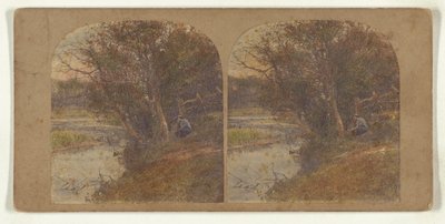 [Man in peinzende bui zittend aan rivieroever]. door William Grundy