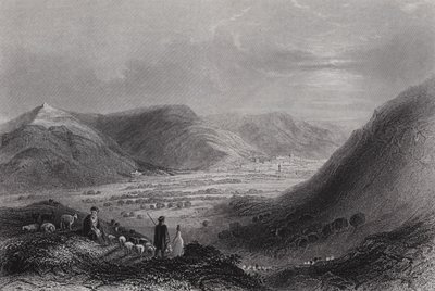 Berg Gerizim en de Vallei van Nablous, vanaf Berg Ebal (gravure) door William H. Bartlett