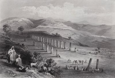 Sebaste, de oude stad Samaria (gravure) door William H. Bartlett