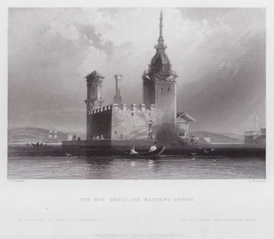 De Guz Couli, of Meisjestoren (gravure) door William H. Bartlett