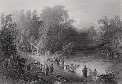 De rivier de Jordaan, Griekse badplaats door William H. Bartlett