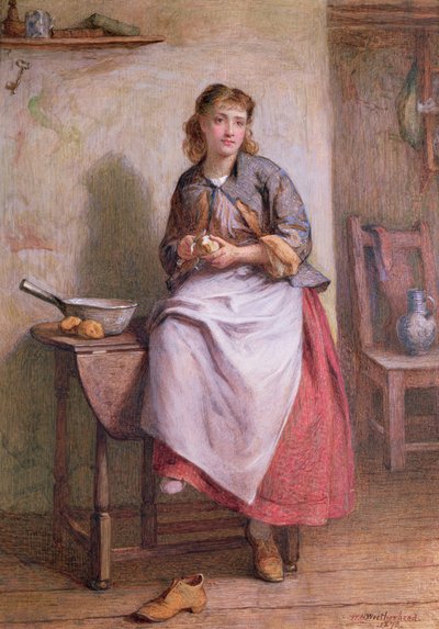 Meisje die Aardappelen Schilt door William Harris Weatherhead