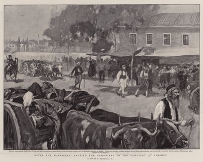 Na de slachtingen, het vervoeren van de Armeniërs naar de begraafplaats in Shishly door William Hatherell