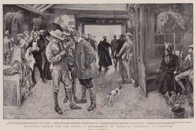 In Afwachting van Orders voor het Front, een Detachement van de Keizerlijke Yeomanry in Norwich door William Hatherell
