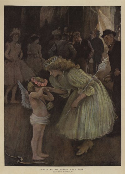 Cupido in nood, een goede fee door William Hatherell