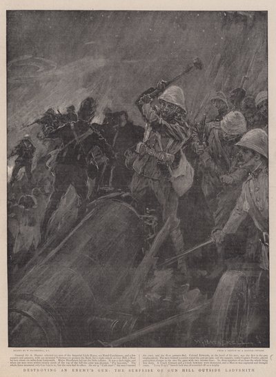 Vernietiging van een vijandelijk kanon, de verrassing van Gun Hill buiten Ladysmith door William Hatherell
