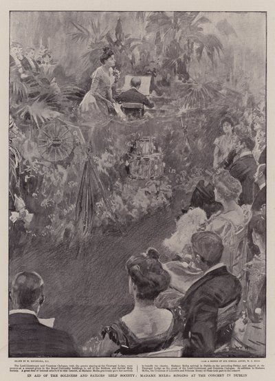 Ten behoeve van de Soldiers and Sailors Help Society, Madame Melba zingt op het concert in Dublin door William Hatherell