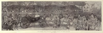 De Diamanten Jubileum Processie, Panoramisch uitzicht op de Uitrusting van de Koningin door William Hatherell