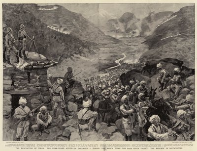 De evacuatie van Tirah, de achterhoedeactie op 13 december tijdens de mars door de Bara River Valley, de bagage in moeilijkheden door William Hatherell