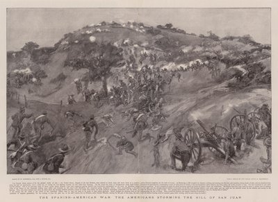 De Spaans-Amerikaanse oorlog de Amerikanen bestormen de heuvel van San Juan door William Hatherell