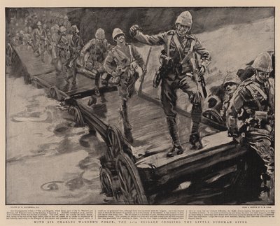Met de troepen van Sir Charles Warren, de 11e brigade steekt de Little Bushman River over door William Hatherell