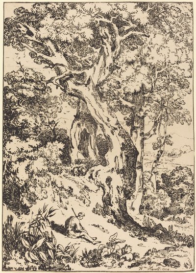 Studie van Bomen en Struiken met Zittende Figuur door William Havell