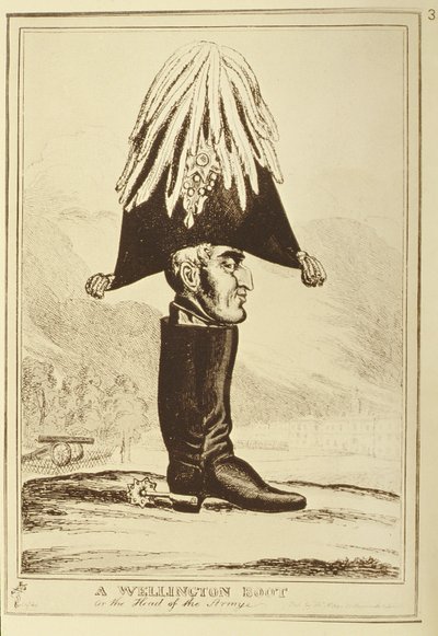 Een Wellington-laars, of Het hoofd van het leger, 1827 door William Heath