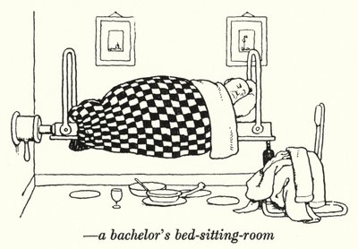 Een vrijgezellen bed-zitkamer door William Heath Robinson