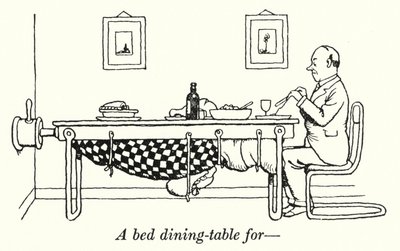 Een bed-eettafel voor door William Heath Robinson
