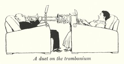 Een duet op de trombonium door William Heath Robinson