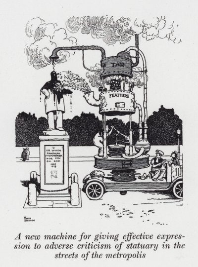Een nieuwe machine om effectief uiting te geven aan kritiek op standbeelden in de straten van de metropool door William Heath Robinson