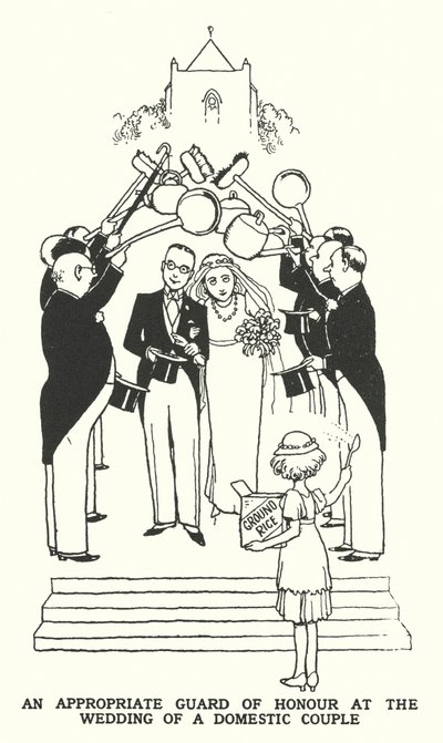 Een passende erewacht bij het huwelijk van een huishoudelijk paar door William Heath Robinson