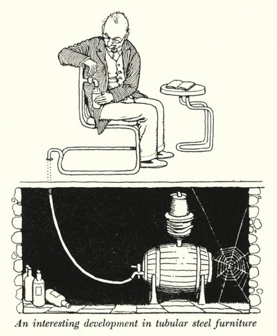 Een interessante ontwikkeling in buisvormige stalen meubels door William Heath Robinson