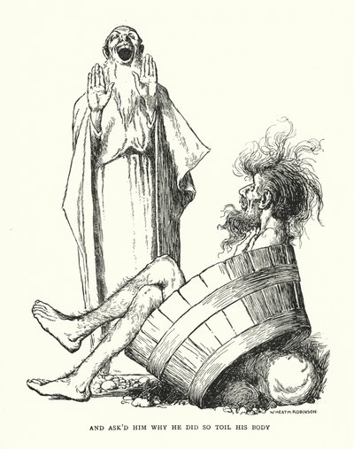 En vroeg hem waarom hij zijn lichaam zo inspande door William Heath Robinson