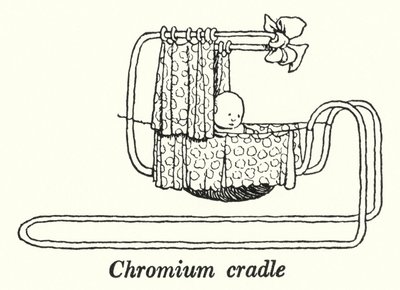 Chroom wieg door William Heath Robinson