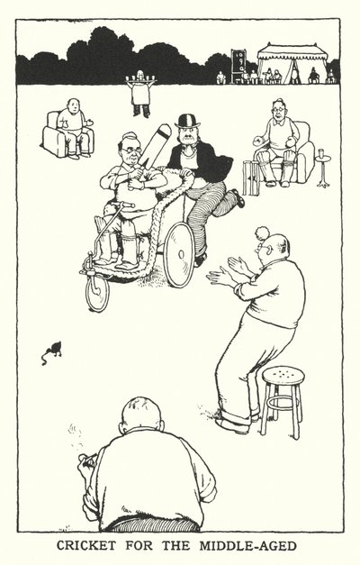 Cricket voor middelbare leeftijd door William Heath Robinson