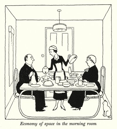Economie van ruimte in de ochtendkamer door William Heath Robinson